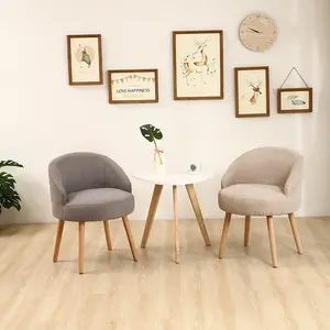 Sofá de tecido nórdico para sala de estar, cadeira simples para sala de estar, madeira sólida, sofá e cadeira