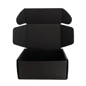 Boîte d'emballage d'expédition noire personnalisée de conception Unique pour sous-vêtements, chaussures, boîtes en papier ondulé personnalisées de cadeau