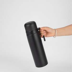 Termo de <span class=keywords><strong>Yerba</strong></span> <span class=keywords><strong>Mate</strong></span> de acero inoxidable negro ecológico de 1000ML + 160ml, mango de viaje al aire libre de estilo americano con frasco de vacío - Product Image 3