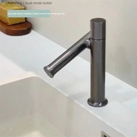 Robinet de lavabo à bras articulé, monocommande, à poser sur le plan, finition brossée, eau chaude/froide, design moderne et épuré, monotrou, usage domestique