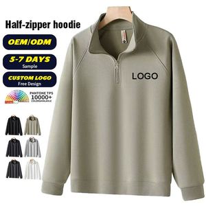 Sudadera con capucha para hombre con cuello alto y media cremallera, de manga larga, nuevo diseño, personalizable, al por mayor - Product Image 3