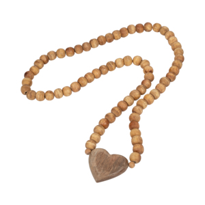 Ghirlanda di perline con accento a cuore in legno di mango per decorazioni domestiche, bagno, ufficio, scaffali e tavolini da caffè - Product Image 3