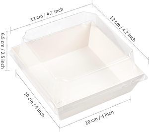 Caja Cuadrada para Pastelería con Tapa de PET, Platos Desechables de Papel de Grado Alimenticio para Arroz, Bocadillos, Ensaladas, Contenedores para Llevar, Empaque de Alimentos - Product Image 2