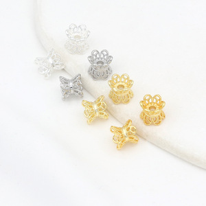Cuentas espaciadoras florales chapadas en cobre, oro y plata para la fabricación de pulseras, accesorios de joyería C21A - Product Image 4