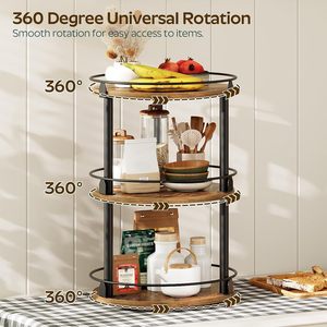 Ironwood Multi Layer <b>Rotating</b> Storage <b>Rack</b> Industrial Design For Kitchen Bathroom <b>Spice</b> Storage Freestanding 8-11.9 In Depth - Product Image 3