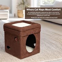 Maison et condo pliable pour chat de petite taille MidWest Homes avec jouet, motif uni, fausse fourrure