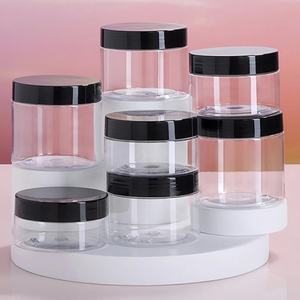 100 मिलीलीटर 120 एमएल 200 मिलीलीटर 250 500 मिलीलीटर 1000 स्पष्ट प्लास्टिक कॉस्मेटिक कैंडी कंटेनर क्रीम के साथ काले चिकनी ढक्कन के साथ - Product Image 2