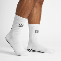 Chaussettes de sport personnalisées en gros avec logo, chaussettes montantes tricotées antidérapantes pour la course et le football