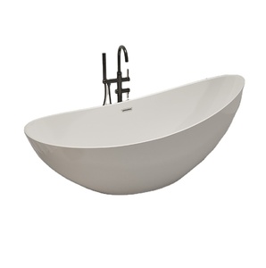 Vasca da Bagno Integrata Senza Giunture per Adulti, Forma Lunare, Autoportante, Stile Nordico per Casa, Hotel e B&B, in Acrilico con Massaggio, Design Moderno Sunrise - Product Image 2