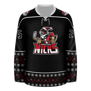 새로운 디자인 100% 폴리에스터 원단 OEM 서비스 승화 아이스하키 웨어 어글리 크리스마스 커스텀 하키 저지 - Product Image 4