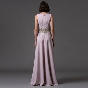 Elegante Abito Lungo <span class=keywords><strong>da</strong></span> Donna Senza Maniche con Perline in Vita, Vestito Formale <span class=keywords><strong>da</strong></span> <span class=keywords><strong>Cerimonia</strong></span> per Ospiti di Matrimonio, Abito <span class=keywords><strong>da</strong></span> Sera Fluido - Product Image 2