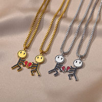 Colliers pendentifs en acier inoxydable CAIOOCHE pour la Saint-Valentin, plaqués or, pour couples, pour la fabrication de bijoux