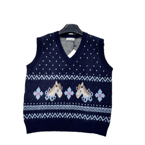 Chaleco de punto con estampado de caballos para mujer, cuello en V, sin mangas, suéter informal para otoño - Product Image 1
