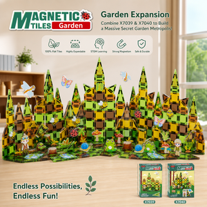 XINBIDA Ensemble de 48 tuiles magnétiques de jardin, blocs de construction 3D pour jardin <span class=keywords><strong>secret</strong></span> à surface plane avec abeille, jouet éducatif STEM, cadeau - Product Image 1