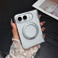 Coque de téléphone pliable pour iPhone Ultra, coque Apple 18 Fold Duo, texture brillante, charnière à ressort, support rotatif, anneau magnétique