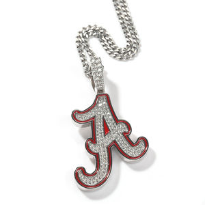 ฮิปฮอปน้ำมันสีแดงตัวอักษร A จี้แร็ปเปอร์เครื่องประดับพร้อมส่งสร้อยคอ Bluk - Product Image 6