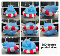 Hippopotame gonflable géant de 4,2 m/14 pieds, imperméable, en Oxford, publicitaire, animal de dessin animé gonflable, mascotte gonflable personnalisée