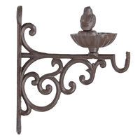 Esschert Design Vente en gros Mangeoire à oiseaux murale en fonte antique et bain pour oiseaux avec support de jardin