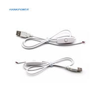 Kabel Saklar Daya ON/OFF Tombol Tekan 501 dengan Konektor USB 5V ke Ujung Kabel Terbuka untuk Lampu Strip LED, Lampu, Kipas