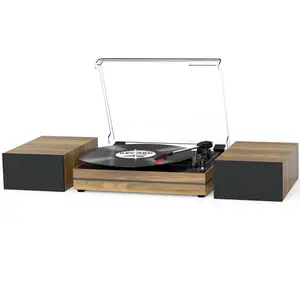 Máy ghi âm cho Vinyl với loa ngoài ổ đĩa vành đai bàn xoay kép loa stereo cổ điển LP hỗ trợ 3 tốc độ không dây