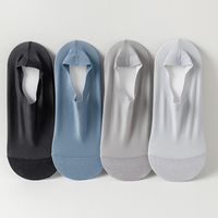 Chaussettes invisibles pour hommes, antidérapantes, en soie glacée, avec semelle en coton, fines, pour mocassins et bateaux, vente en gros