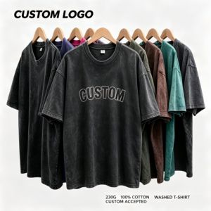 T-<span class=keywords><strong>shirt</strong></span> décontracté unisexe en toile à manches courtes, coupe ample et oversize, 100 % coton, délavé à l'acide, anti-boulochage - Product Image 1