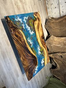 Mesa de Centro Decorativa de Madera Sólida de Lujo con Resina Epoxi, Precio Económico, Color Personalizable - Product Image 2