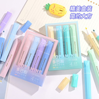 Ensemble de stylos marqueurs surligneur à grande pointe pastel 4 couleurs pour étudiants Vente en gros