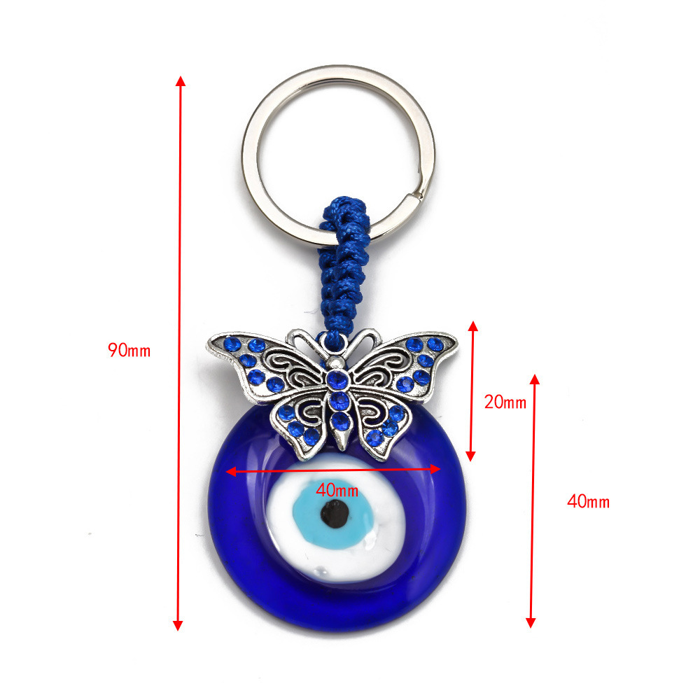 Porte-clés porte-bonheur en forme d'œil maléfique, amulette, Hamsa, pendentif de sac, anneau papillon