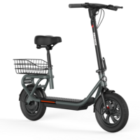 Scooter Eléctrico Plegable de 12 Pulgadas con Asiento Delantero y Trasero, Canasta de Carga para Desplazamientos y Compras