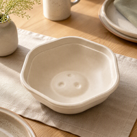 Contenant alimentaire jetable en pulpe de canne à sucre hexagonal de 32 oz avec couvercle en PET pour repas légers et salades de fruits