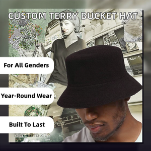 Classic Unisex Customized Blank Terry Towel <b>Bucket</b> <b>Hat</b> with Solid Design for Outdoor Travel Business Casual Use - Product Image 2