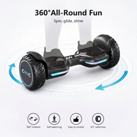 Hoverboard portable tout-terrain pour adultes, 8,5 pouces, avec éclairage LED, auto-équilibrant