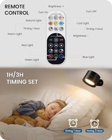 Lámpara de Pared LED Sunaluna, Recargable, Funciona con Batería, Control Táctil Remoto, RGB CCT, Regulable, Giratoria 360°, LED Magnética Inteligente