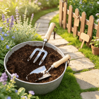 Truelle de jardin en acier inoxydable poli robuste avec manche en bois pour petits travaux de jardinage et de plantation