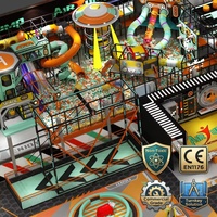 Équipement de parc d'aventure intérieur personnalisé, thème spatial cyberpunk, toboggans suspendus UFO, piscine à balles, AIR JUMP |   FEC commercial