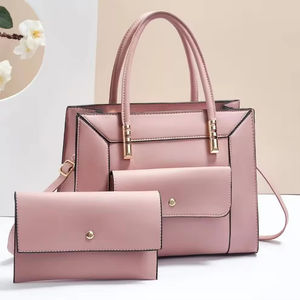 Women's new PU two-piece suit handbag wallet <b>set</b> casual handbag <b>large</b>-capacity logo pattern polyester lining ODM handbag - Product Image 2