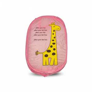 Mnj Cartoon Laundry Basket Pink Giraffe Design Collapsible Storage Bag For Kids Clothes 1 Pcs - Product Image 1