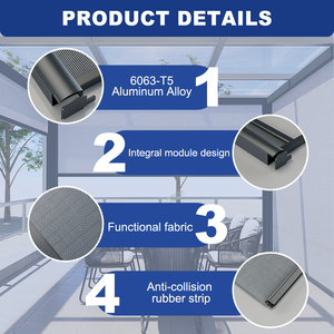 Pérgola <span class=keywords><strong>Motorizada</strong></span> Personalizada con Control Remoto, Pantallas Eléctricas Impermeables, <span class=keywords><strong>Mosquitera</strong></span> Integrada, Protección Solar para el Hogar - Product Image 5