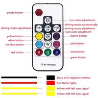 2 pièces Bande lumineuse LED RGB 30/45/60cm avec clignotants dynamiques jaunes et télécommande, modèle de feux de conduite LED