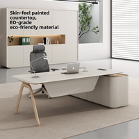 Scrivania da Ufficio Ergonomica Moderna Convertibile ed Estensibile, Arredamento per Manager Esecutivo, Pannello in Legno con Struttura in Acciaio Inossidabile per Uso Ufficio
