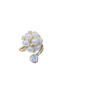 10717 Accessoires en perles DIY, anneau en argent S925, support vide, ensemble de bijoux en argent multi-perles avec perles rondes de 5-6 mm - Product Image 5