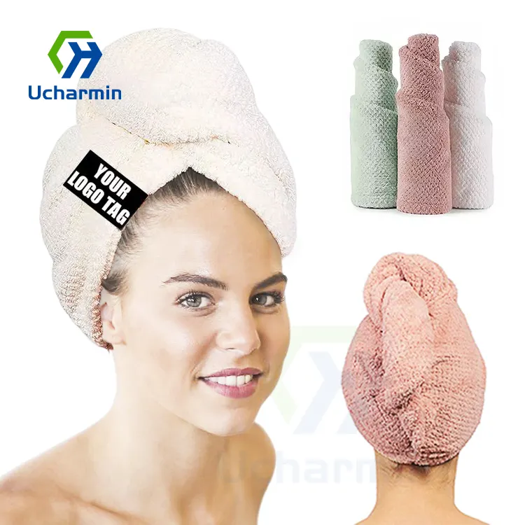 Hot selling hair wrap personalized super absorbent fast dry soft magic turban twist hair wrap microfiber women drying hair towel