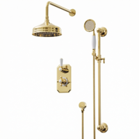 Système de douche à effet pluie Weihao en laiton brossé doré non revêtu, kit de douche mural encastré, ensemble de douche thermostatique pour salle de bain