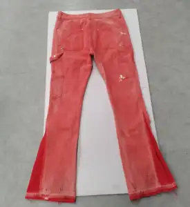 Высококачественные красные коричневые мужские брюки-карго, расклешенные мужские брюки большого размера