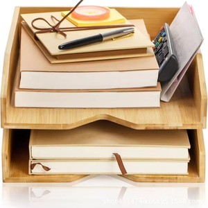 Wooden office <b>desktop</b> <b>shelf</b> for organizing documents, magazines, and stationery; home use for organizing student textbooks and - Product Image 1