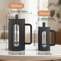 Cafetière à piston en verre côtelé 350ml 600ml 1000ml en borosilicate pour infusion à froid avec filtre 3 niveaux et logo personnalisé