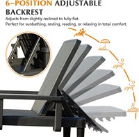 Ensemble de 2 chaises longues d'extérieur, avec dossier réglable en 6 positions et accoudoirs, chaise longue d'extérieur en résine imperméable