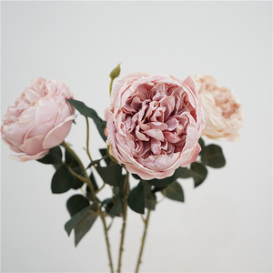 Rosa Artificiale C-119 Stile Retrò Effetto Invecchiato Rosa Polveroso Verde <span class=keywords><strong>Blu</strong></span> Austin Stelo Singolo in Seta per Decorazione Casa - Product Image 1