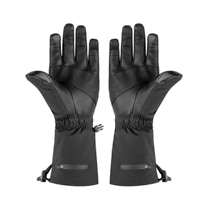 Factory Custom Winter Leather Sheepskin Ski Touch Screen Charging Heating Heating Warm Outdoor Sports Gloves